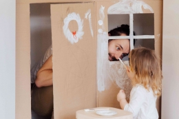 Photo by Tatiana Syrikova from Pexels: https://www.pexels.com/photo/a-little-girl-and-her-dad-painting-a-cardboard-house-3933259/ 