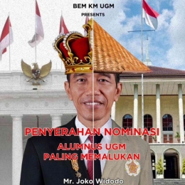 BEM UGM menganugerahkan Presiden Jokowi sebagai Alumni UGM Paling Memalukan. Foto : kabar24bisnis.com