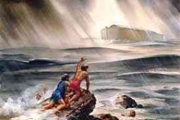 Ilustrasi istri dan anak Nabi Nuh yang tidak ikut berlayar (sumber: Kata Kini.com)