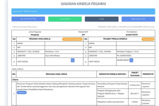 (Tangkapan layar tampilan SKP di e-Kinerja oleh Akbar Pitopang)
