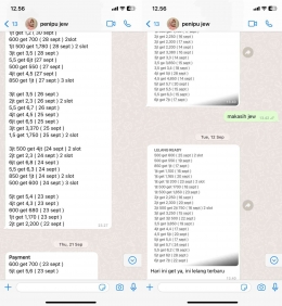 Screenshot chat terduga pelaku menawarkan lelang arisan kepada korban. (Foto: Dokumentasi pribadi korban A)