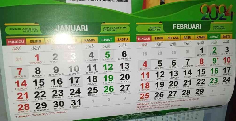 Tampak Kalender Tahun 2024 (Dok. Ahmad Fatchudin)