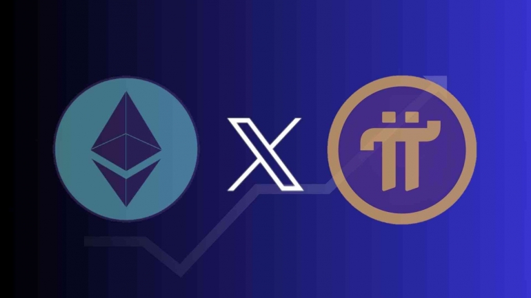 Image edited by Angga Munandar, showing an illustration regarding the rapid growth of Pi Network on account X (Twitter) compared to Etherium 