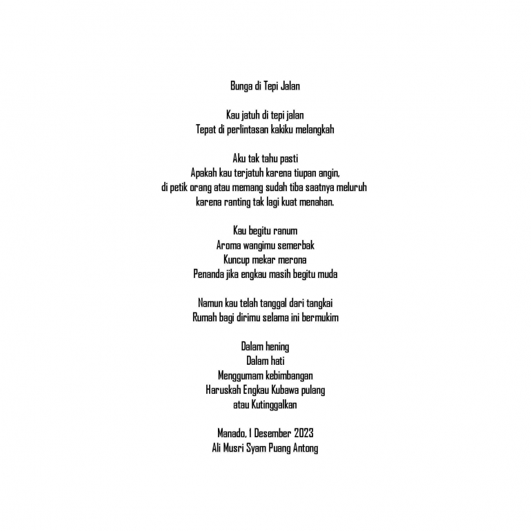 Puisi Bunga di Tepi Jalan/ Dokpri @ams99 by. TextArt