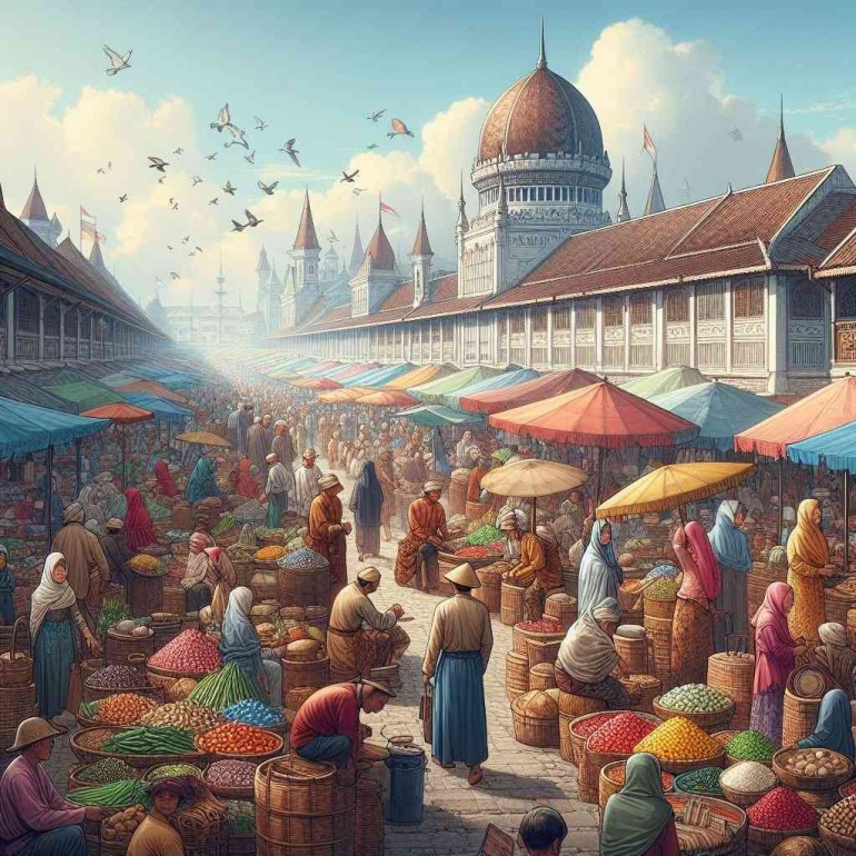 Ilustrasi Ramainya Pedagangan Rempah-Rempah di Nusantara sejak Masa Lalu | Sumber: olah AI oleh Penulis
