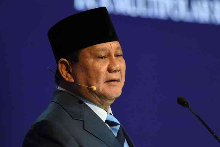 Prabowo Subianto dalam KTT pertahanan Shangri-La Dialogue di Singapura, 11 Juni 2022.(AFP/ROSLAN RAHMAN)