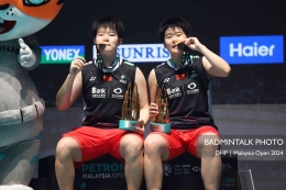 Liu/Tan, juara ganda putri Malaysia Open 2024. Sumber: Badminton Talk