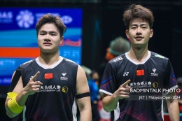 Liang/Wang, juara ganda putra Malaysia Open 2024. Sumber: Badminton Talk