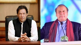Pemimpin dari Pakistan Tehreek-e-Insaf (PTI) Imran Khan (kiri) dan Nawaz Sharif dari Liga Muslim Pakistan Nawaz (PML-N). | Sumber: Free Press Journal