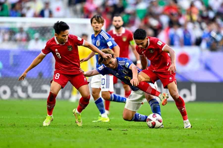 Indonesia kala berhadapan dengan Jepang di pertandingan terakhir Grup D Piala Asia 2023 (Sumber: https://www.pssi.org/)
