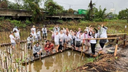 Saya dan teman-teman sedang menanam mangrove di PIK Jakarta Utara. Dokpri. 