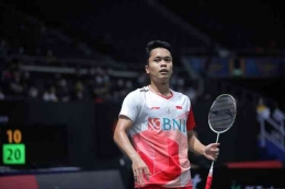 Anthony Sinisuka Ginting belum mampu ke final Indonesia Masters 2024. (Foto: PP PBSI via Kompas.com)