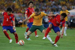 Pertandingan Australia vs Korsel di final Piala Asia 2015. Sumber: getty images (Steve Christo)