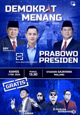 Kampanye akbar Demokrat di Stadion Gajayana, Malang. Foto : dari facebook.com AHYudhoyono/videos/771726991640735