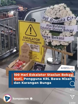 Kondisi Eskalator Stasiun Bekasi (Sumber: Tangkapan Layar Reels Instagram Kompas.com)
