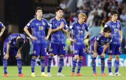 Jepang saat tersingkir di babak 16 besar Piala Dunia 2022 Qatar. Sumber: getty images (Kyodo News)