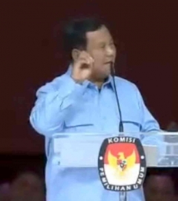 Prabowo Subianto dalam debat capres kelima (dokpri)