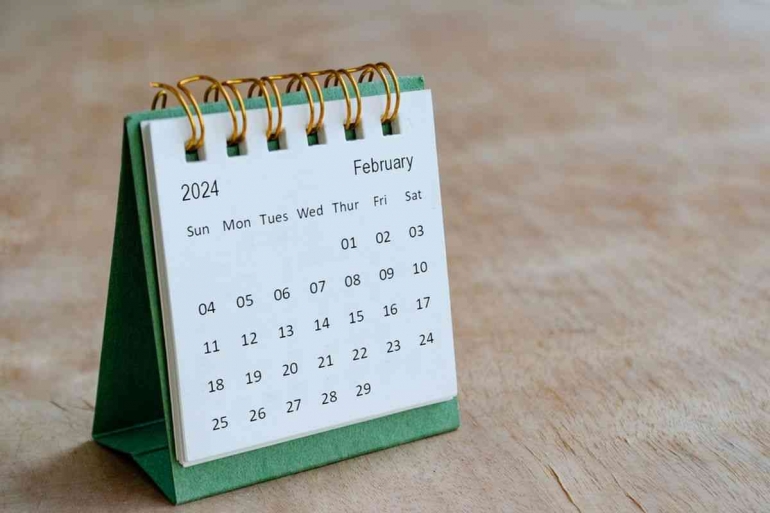 Ilustrasi Kalender di Tahun 2024. (Sumber: (Shutterstock/Maurice Yom via kompas.com)