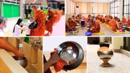 Ilustrasi para bhikkhu menggunakan dan merawat patta. Sumber: dokumen pribadi