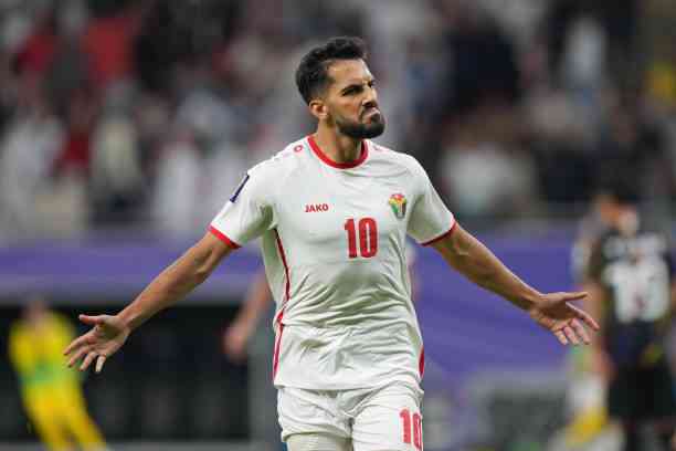 Mousa Al-Tamaari yang mencetak gol kedua untuk Yordania. Sumber: getty images (DeFodi Images)
