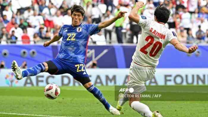 Salah satu adegan saat laga Jepang vs Iran di Piala Asia 2023|dok. AFP/Hector Retamal, dimuat tribunnews.com