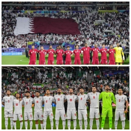 Qatar atau Iran, calon lawan Yordania di final Piala Asia 2023 nanti. Sumber: getty images 
