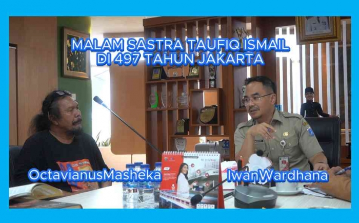 Persiapan Malam Sastra Taufiq Ismail untuk HUT 497 Jakarta. Foto: Isson Khairul