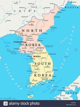 Korea Utara dan Selatan, hasil dari konflik Perang Dingin, sourch: pinterest.com/alamy.com