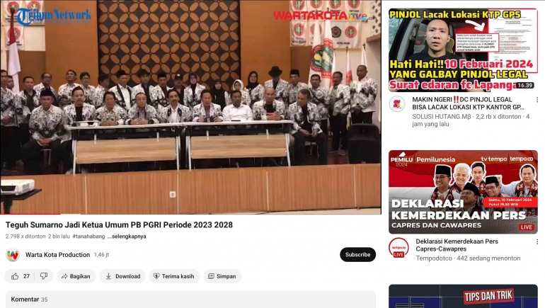 Tangkapan layar konfrensi pers PB PGRI versi Teguh Sumarno melalui siaran chanel youtube (Dokpri)