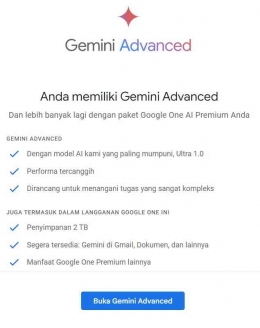 Screenshot keuntungan menggunakan Gemini Advanced. (Dok. pribadi)