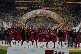 Timnas Qatar, juara Piala Asia 2023. Thanassis Stavrakis/AP Photo/bola.net