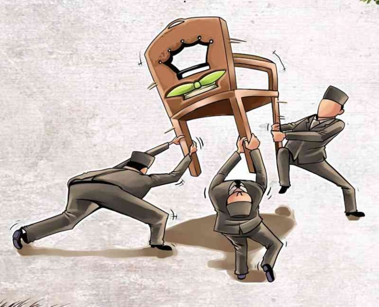 Ilustrasi Kompetisi politik merebut kursi kekuasaan (Sumber Ilustrasi: Hidayatullah.Com)