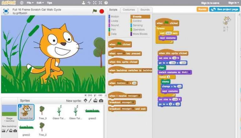 Antarmuka pengguna website Scratch - (sumber pribadi)