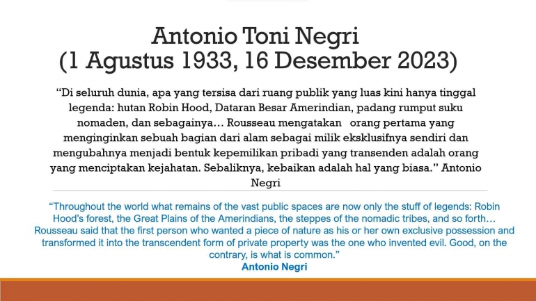 Rerangka Pemikiran Antonio Toni Negri (Dok. pribadi)