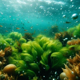Proses fotosintesis rumput laut mengubah karbon dioksida menjadi oksigen (Dok. Pribadi)