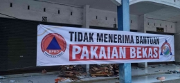 Ilustrasi 2: Banner dipasang di posko utama, di Terminal Induk, Jati, Kudus, Jawa Tengah. (Dokumentasi pribadi)