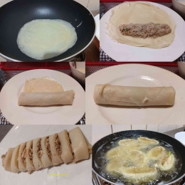 Proses memasak Gohyong viral, dengan kulit tepung yang krispi. | Foto: Wahyu Sapta.