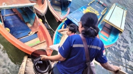 Antrean Speedboat di jembatan Mardika Ambon (Sumber: Dokpri)