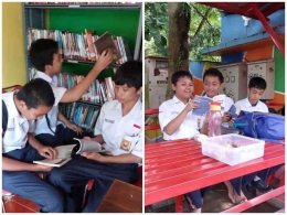 Foto siswa SMP yang mengunjungi dan membaca buku di Selasar Baca (dokumentasi pribadi)