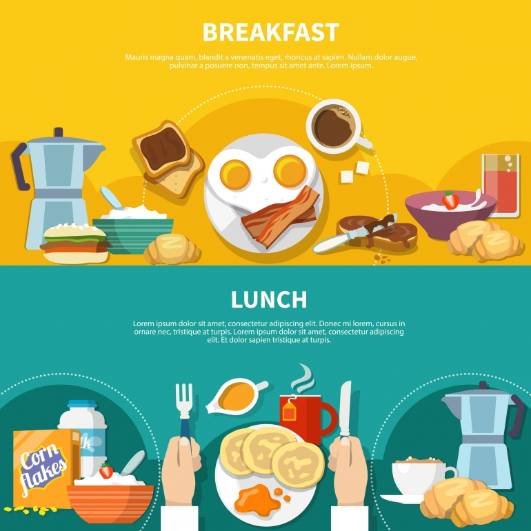 Ilustrasi sarapan dan makan siang (Freepik.com)