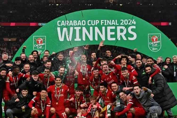 Liverpool menjadi juara Piala Carabao 2024. Foto: AFP/Glyn Kirk via Kompas.com