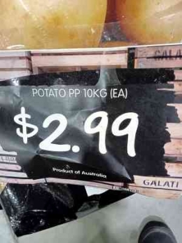 Dokumentasi pribadi / harga kentang per 10 Kg.
