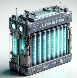 Ilustrasi baterai kalsium. Sumber karya pribadi tidak pernah dipublikasikan di manapun.