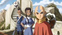 Sokka, Katara, dan Aang versi kartun. Sumber: The Movie Database (dokuro)