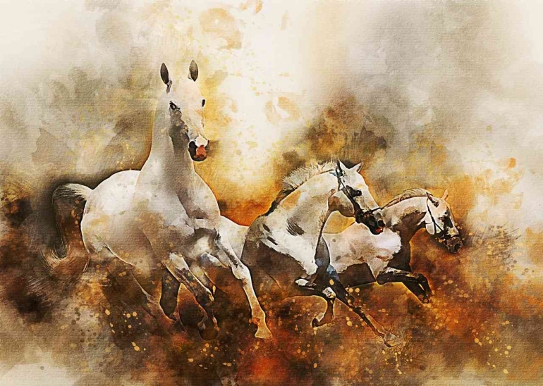 Ilustrasi kuda liar. Gambar oleh ArtTower/ Pixabay