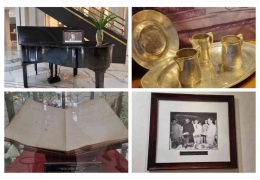 Piano, set peralatan makan malam, golden book, dan foto kenangan KAA di hotel Savoy Homann (Foto: Dokpri Momabel)