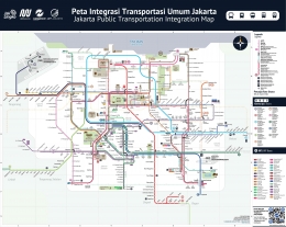 Peta Integrasi Transportasi Umum Jakarta termasuk Transjakarta, MRT, LRT (Sumber: Transjakarta) 