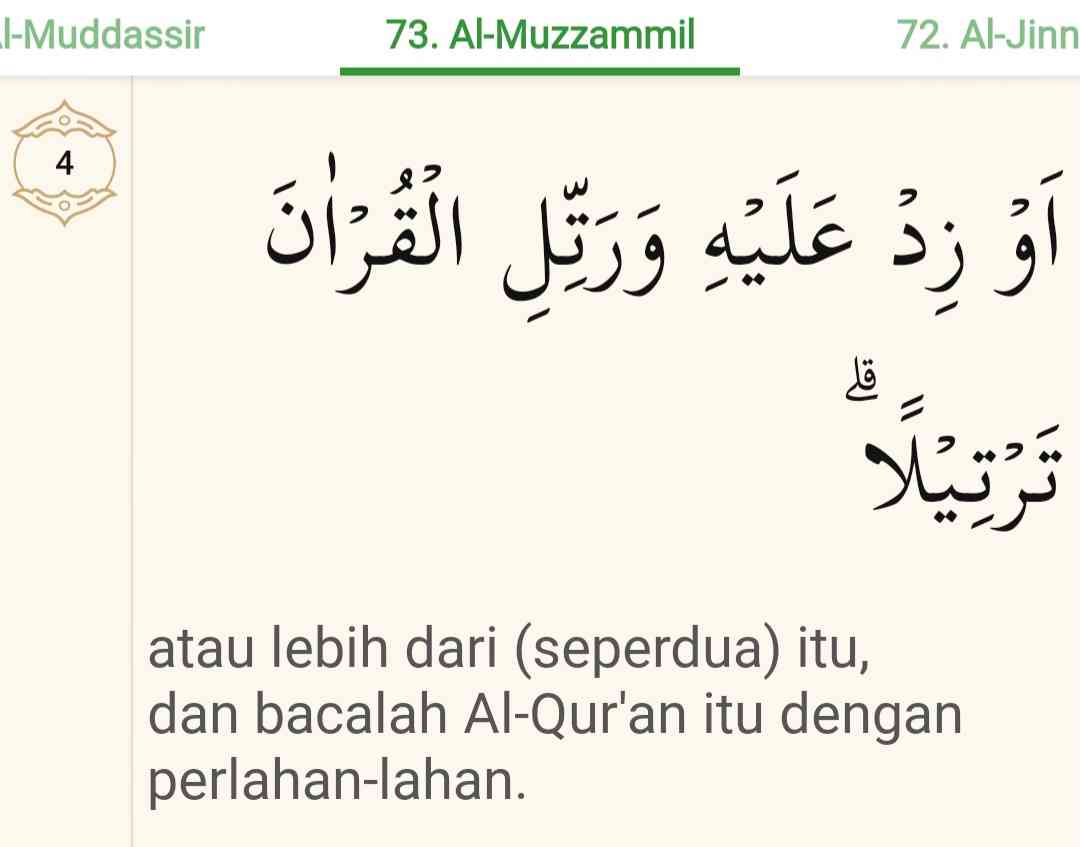 Sumber: Bidik Layar Surah Al-Muzzammil ayat 4 (dok.pri)