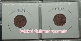 Koin 1/2 Cent tahun cetak 1933 dalam kondisi used (Sumber: dokpri)