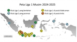 Peta Liga 1 musim 2024-2025. Sumber gambar: Dok. pribadi.